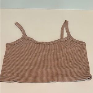 Brown Striped Women's Crop Top